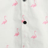 Korte Mouwen Katoenen Overhemd met Roze Flamingo Patroon voor Mannen