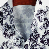 Korte Mouwen Katoenen T-shirt met Bloemen Skull Patroon in Punk Rock Stijl voor Mannen