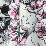 Heren Korte Mouwen Katoenen Hemden met Schedels en Roze Bloemen