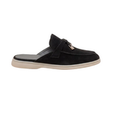 Zwarte suède mediterrane mules