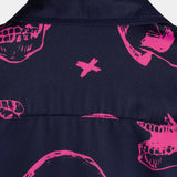 Heren Aloha shirt van katoen met roze schedelprint en korte mouwen