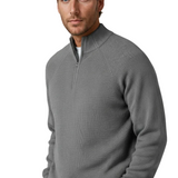 Heren sweater met halve rits en kraag – Grijs