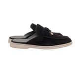 Zwarte suède mediterrane mules