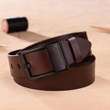 Heren leren riem Brighton met klassieke metalen gesp
