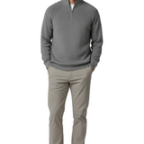 Heren sweater met halve rits en kraag – Grijs