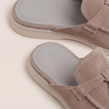 Beige Suède Mules Mediterraan