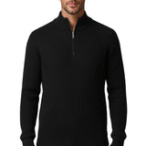 Heren sweater met half-rits en kraag – Zwart