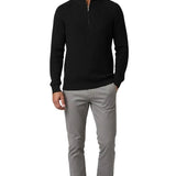 Heren sweater met half-rits en kraag – Zwart