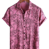 Hawaiiaanse Korte Mouwen Shirt met Roze Bloemen voor Mannen
