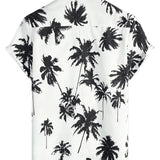 Witte Zomer Overhemd met Korte Mouwen in Hawaiiaanse Stijl met Tropisch Patroon voor Mannen