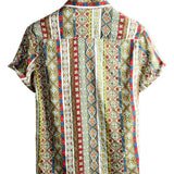 Retro Katoenen Korte Mouwen Boho Overhemd voor Mannen