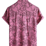 Hawaiiaanse Korte Mouwen Shirt met Roze Bloemen voor Mannen