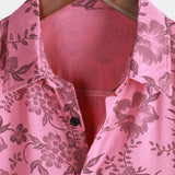 Hawaiiaanse Korte Mouwen Shirt met Roze Bloemen voor Mannen