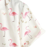 Korte mouwen katoenen overhemd met roze flamingo's voor mannen