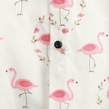 Korte mouwen katoenen overhemd met roze flamingo's voor mannen