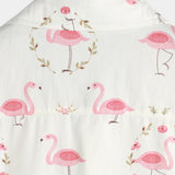 Korte mouwen katoenen overhemd met roze flamingo's voor mannen