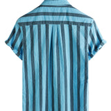 Heren Katoenen Overhemd met Zak, Hawaii-Stijl, voor Vakantie, met Knopen en Korte Mouwen