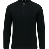 Heren sweater met half-rits en kraag – Zwart