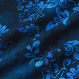 Korte Mouwen Katoenen Overhemd met Hawaiiaanse Bloemen Blauw voor Mannen