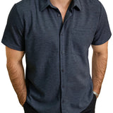 Zomer Katoenen Overhemd met Korte Mouwen en Knopen voor Mannen, Casual Stijl, Losse Pasvorm, Strand