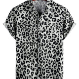 Korte mouwen shirt met witte panterprint voor mannen