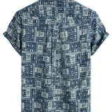 Retro Casual Korte Mouwen Katoenen Overhemd voor Mannen