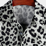 Korte mouwen shirt met witte panterprint voor mannen