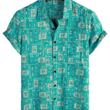 Retro Casual Korte Mouwen Katoenen Overhemd voor Mannen