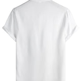 Heren Katoenen Overhemd in Effen Kleur met Hoge Kraag en Halve Knop, met Zak aan de Voorkant