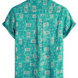Retro Casual Korte Mouwen Katoenen Overhemd voor Mannen