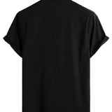 Heren Katoenen Shirt in Effen Kleur met Hoge Kraag en Gemiddelde Sluiting, met Voorzak