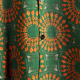 Heren Retro Bloemen Overhemd van Katoen uit de Jaren '70, Groen, voor de Zomer, Strand, Boho, Korte Mouwen