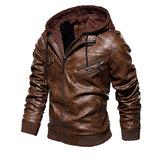 Leren jack met capuchon