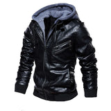 Leren jack met capuchon