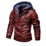 Leren jack met capuchon