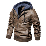 Leren jack met capuchon