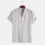 Elegante Korte Mouwen Gestreepte Overhemd
