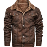 Elegante Warme Leren Jas met Fleece