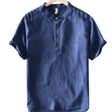 Korte mouw katoen en linnen shirt