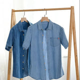 Korte mouw denim shirt