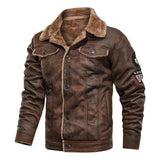 Elegante Warme Leren Jas met Fleece