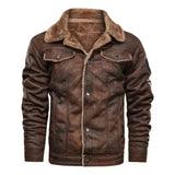 Elegante Warme Fleece Leren Jas