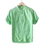 Korte mouw katoen en linnen shirt